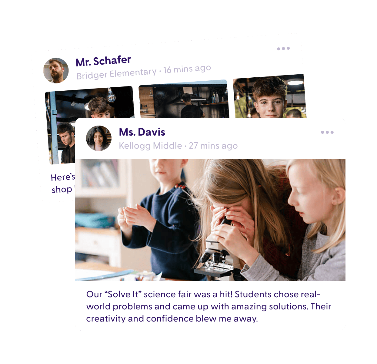Walk the halls - ClassDojo story feed showing classroom posts