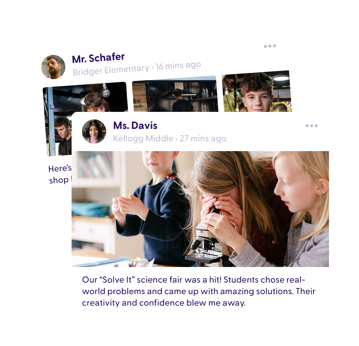 Walk the halls - ClassDojo story feed showing classroom posts
