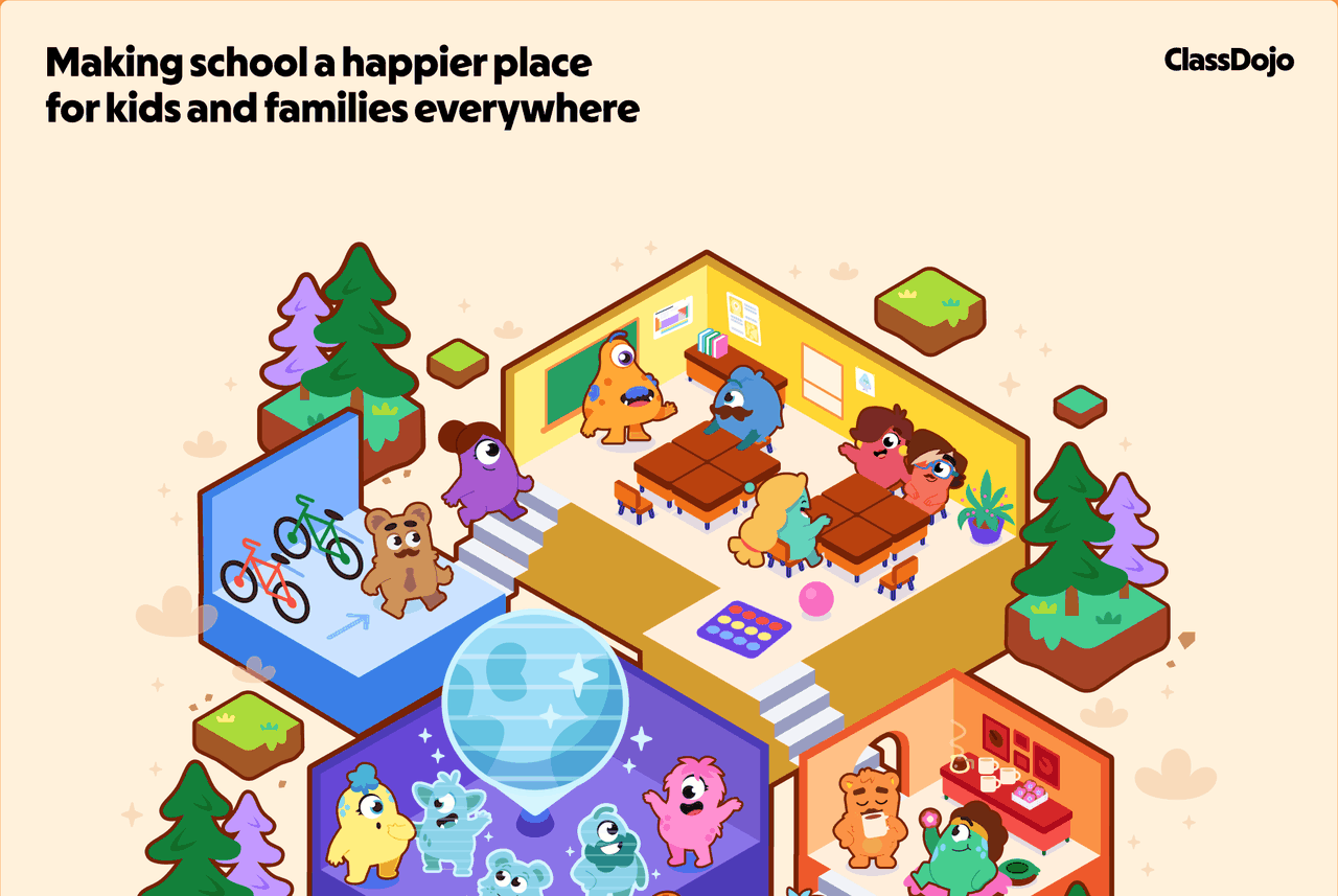 ClassDojo Mentor poster: Making school a happier place for kids and families everywhere