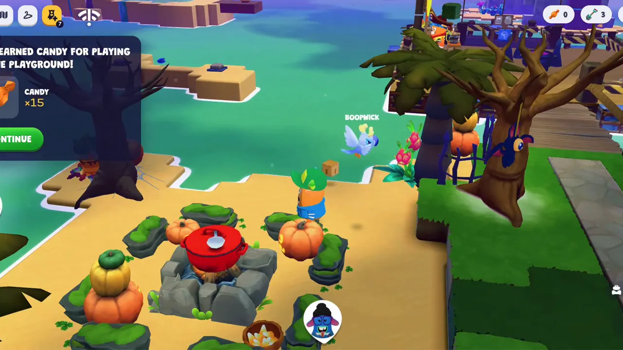 A You earned candy for playing in the playground message over a Dojo Islands playground.
