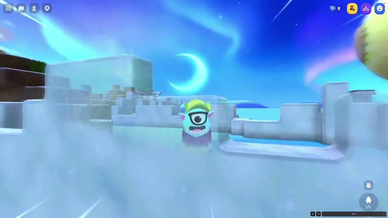 A character on a colored sled racing around the Dojo Islands ice racetrack.