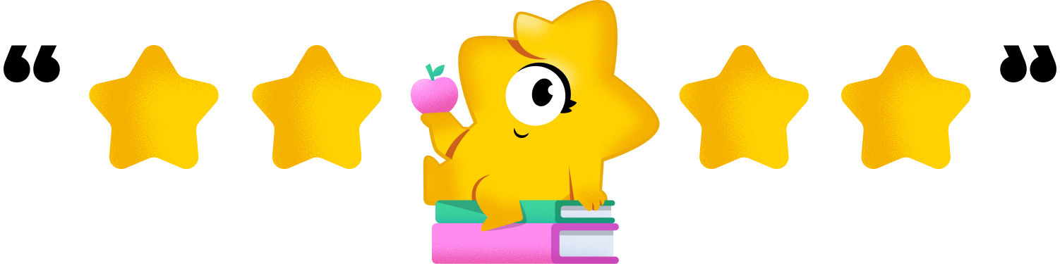 Five gold stars with Nova character surrounded by quote marks