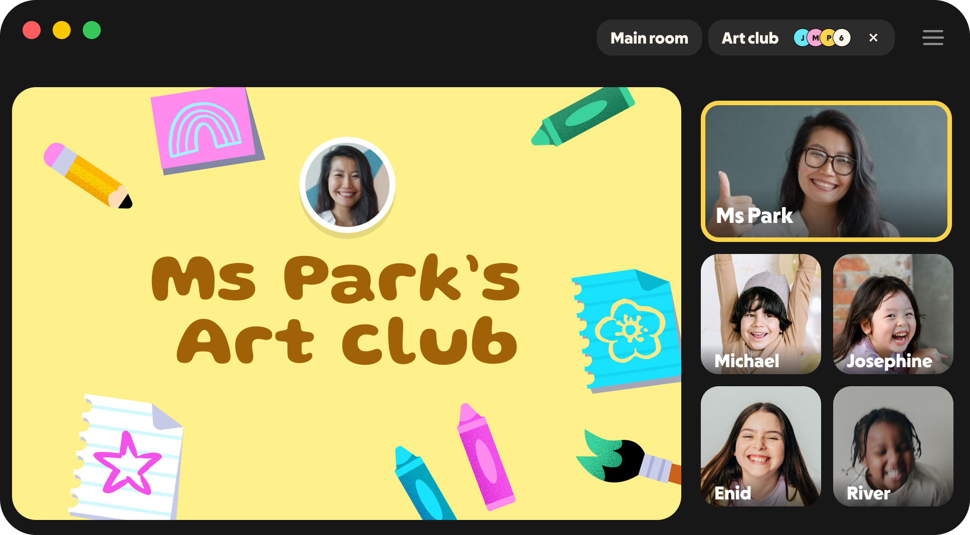 A live online Art Club session