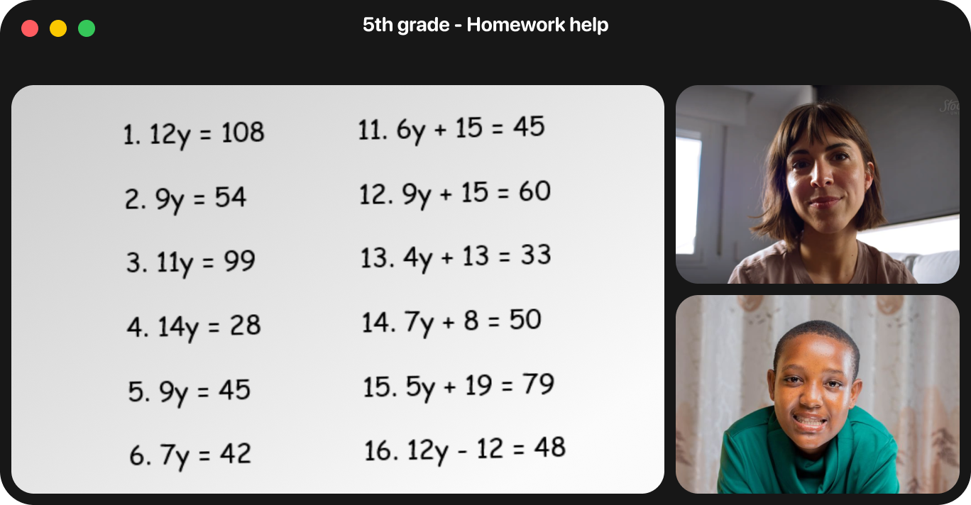 Ms. Reyes helping Jaden during an online homework session
