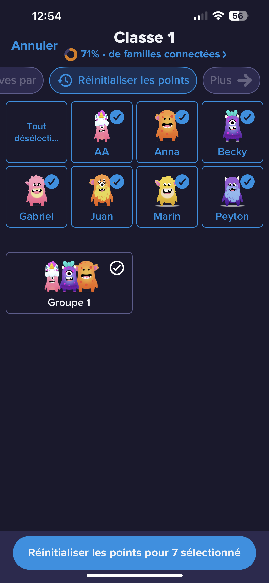 Remettre à zéro les bulles de points d'un élève ClassDojo Helpdesk